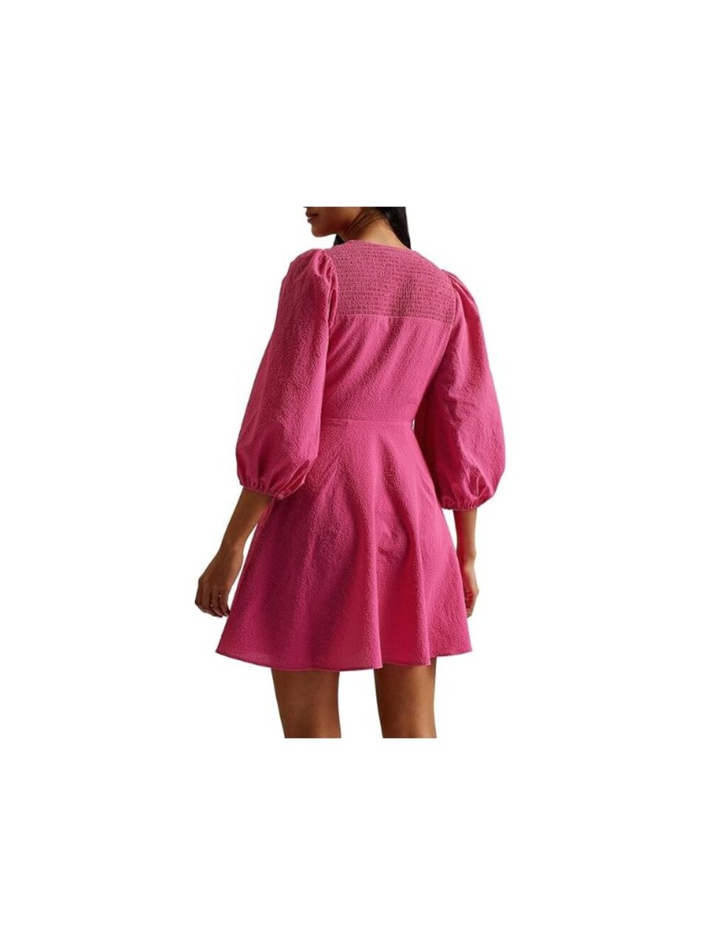 Ted Baker Women's Pink Jozelyn Seersucker Tie Front Mini Dress Size 6 US New - Picture 2 of 5